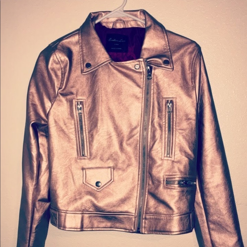 Rose gold leather jacket